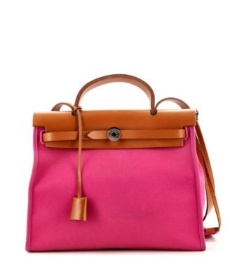 Pre-Owned Hermes 31 Herbag Zip Leather and Toile