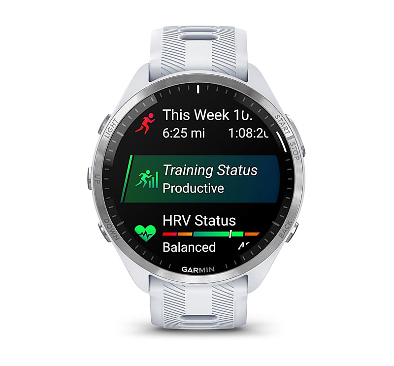 Garmin Forerunner 965 Watch, Whitestone/Powder Gray