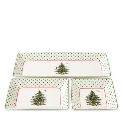 Christmas Tree Polka Dot 3-Piece Nesting Tray Set