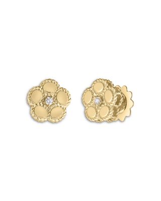 Roberto Coin 18K Yellow Gold Daisy Diamond Flower Medium Stud Earrings