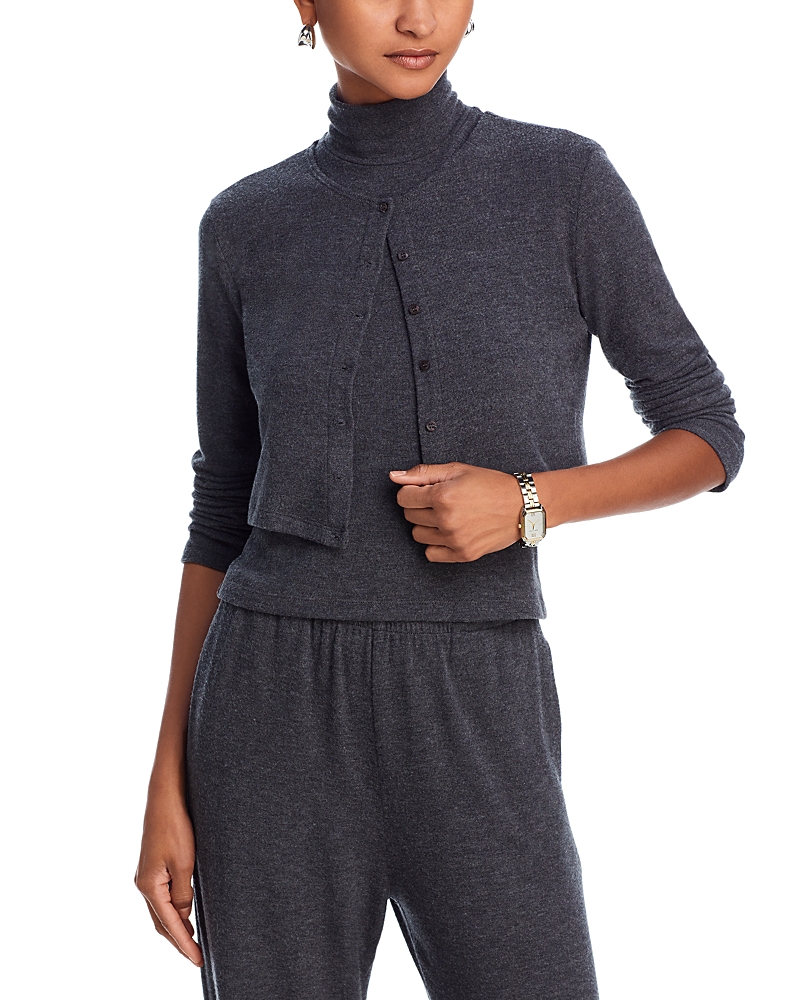 Shop Leset Lauren Crewneck Cardigan In Charcoal