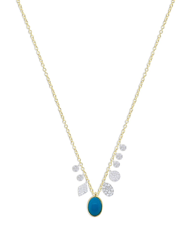 Meira T 14K White & Yellow Gold Turquoise & Diamond Dangle Pendant Necklace, 18