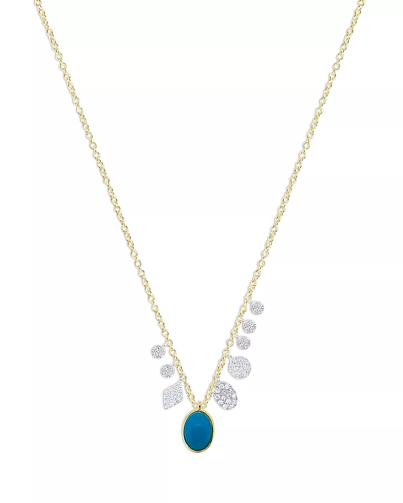Meira T 14K White & Yellow Gold Turquoise & Diamond Dangle Pendant Necklace, 18