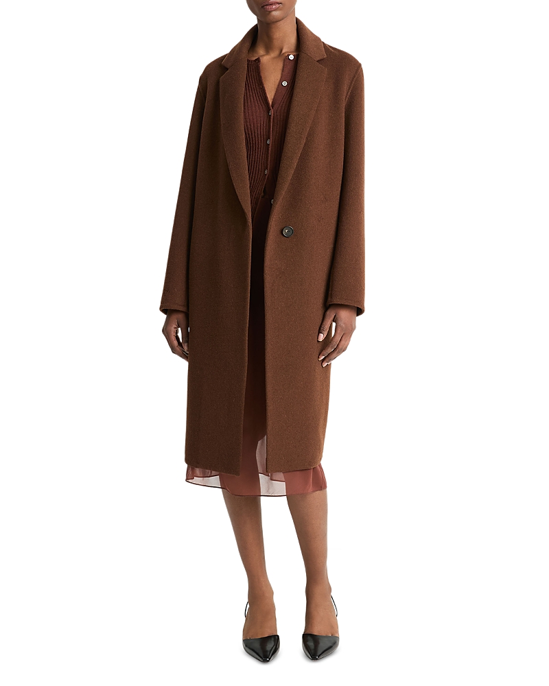 Vince Classic Straight Coat In Deep Oak