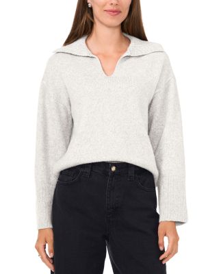 V Neck Spread Collar Sweater