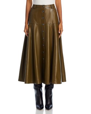 Veena Faux Leather Midi Skirt