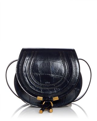 Chloé - Marcie Small Croc Embossed Leather Saddle Bag