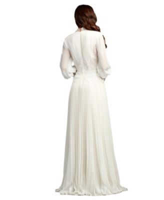 Yates Pleated Chiffon & Lace Gown