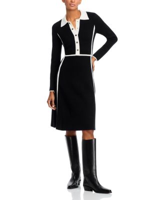 T Tahari - Contrast Trim Sweater Dress