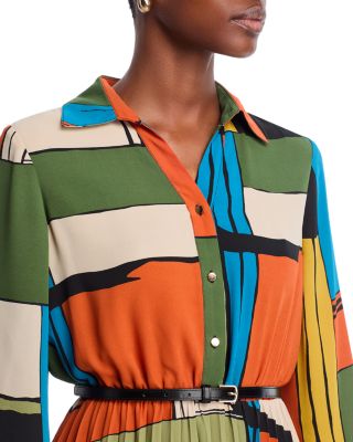 Pleated Midi Shirt Dress