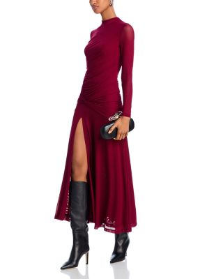 knee length dresses for ladies Bardot – Liyana Ruched Mesh Dress – campaign-outlet – Red main image 1