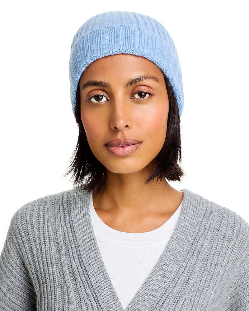 C By Bloomingdale's Cashmere C By Bloomingdale's Ribbed Knit Cuff Cashmere Hat - Exclusive In Heather Blue