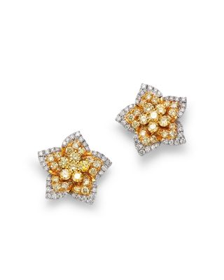 Bloomingdale's Fine Collection - White & Yellow Star Stud Earrings in 14K White & Yellow Gold, 1.79 tcw