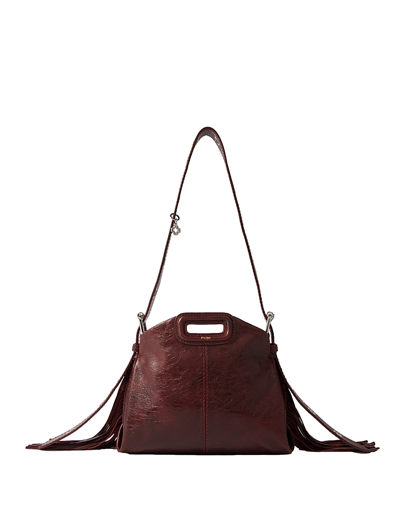 Maje Crackled Leather Miss M Mini Bag In Burgundy
