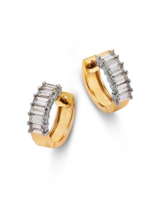 Moon & Meadow - 14K Yellow Gold Lab Grown Diamond Baguette Huggie Hoop Earrings