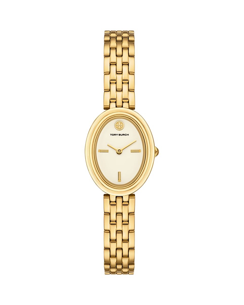 Tory Burch Oval Watch In Cream/gold
