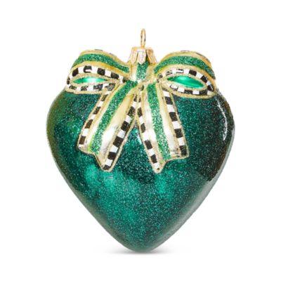 Mackenzie-Childs Emerald Luxe Heart Glass Ornament