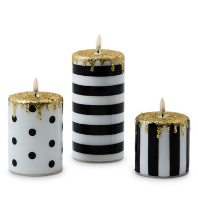 Mackenzie-Childs - Courtly Illuminated Stripe & Dot Candles, Set of 3