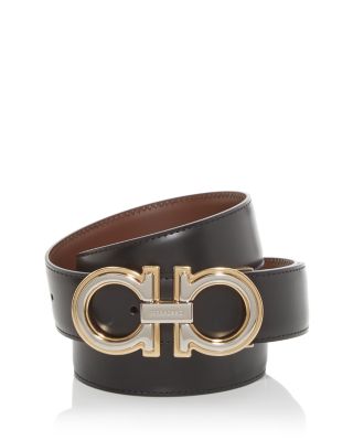 FERRAGAMO - Men's Double Gancini Leather Belt