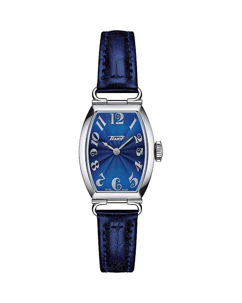 Tissot Women's Swiss Heritage Porto Blue Leather Strap Watch 22x30mm In Blue
