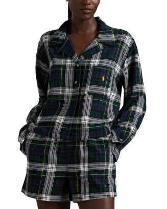 Polo Ralph Lauren Plaid Cotton Flannel Short Sleeve Sleep Set |  Bloomingdale's Women