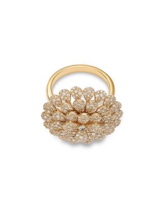 Diamond Flower Ring in 14K Yellow Gold, 1.50 tcw 