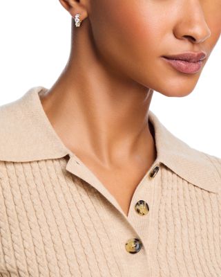 Diamond Three Stone Huggie Hoop Earrings in 14K Yellow Gold, 2.0 tcw 