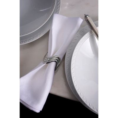 Platinum Tone Ripple Napkin Rings, Set of 4