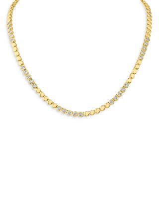 Kenneth Jay Lane - Cubic Zirconia Station Collar Necklace 14K Gold Plated, 17"