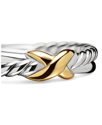 Petite X Ring in Sterling Silver with 18K Yellow Gold, 4mm