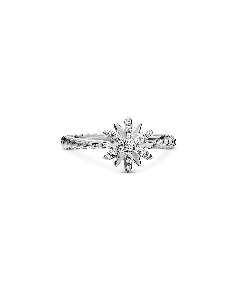 David Yurman Sterling Silver Petite Starburst Station Ring with Diamonds