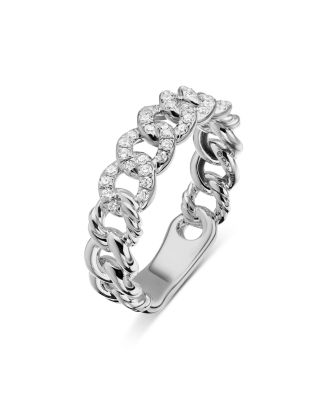 Belmont Curb Link Narrow Ring with Pav&amp;eacute; Diamonds