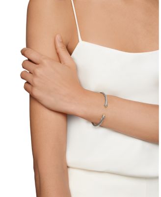 Sterling Silver & 18K Yellow Gold Cable Classic Bracelet with Diamonds