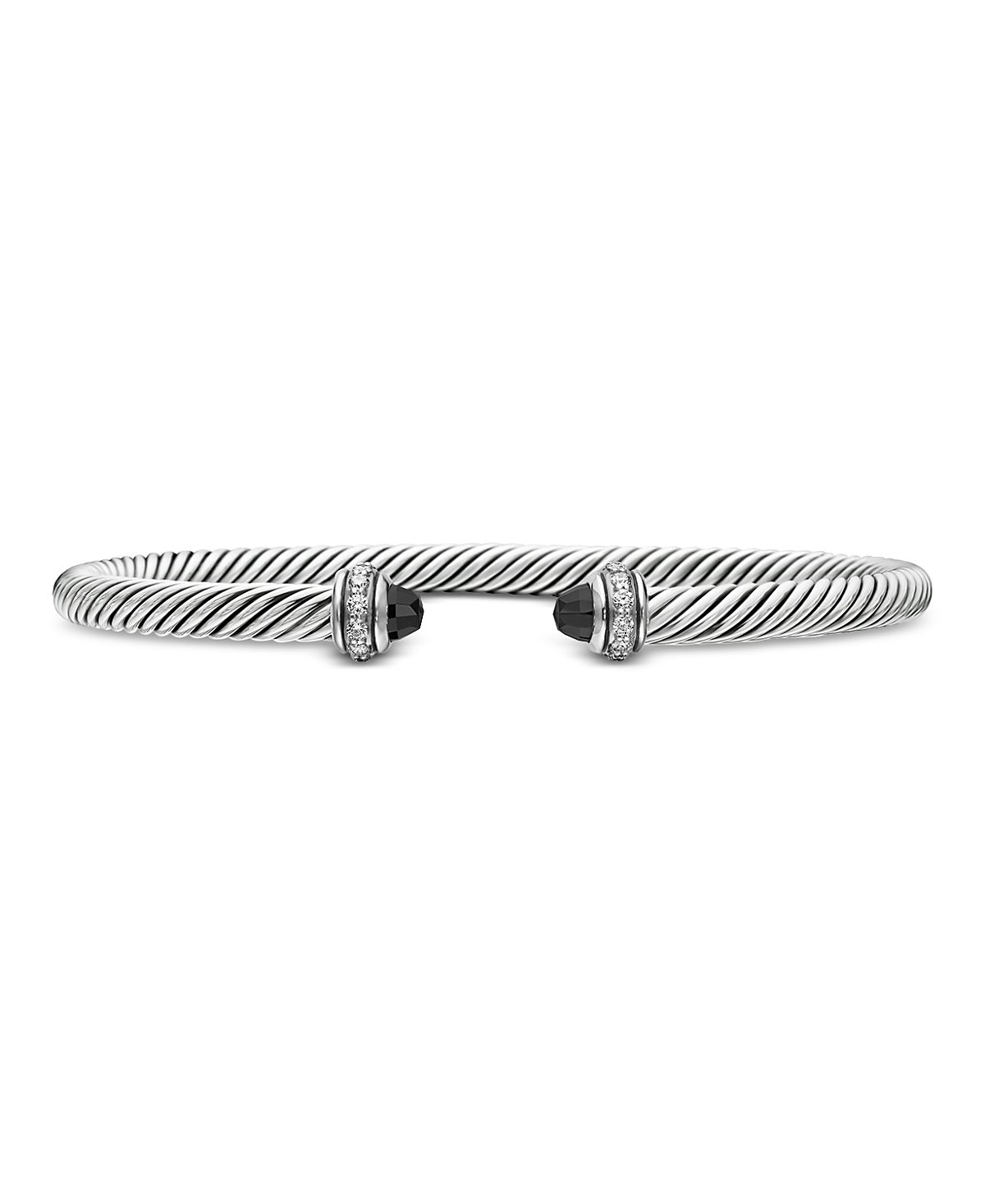 David Yurman Sterling Silver Cable Classic Bracelet with Black Onyx & Diamonds