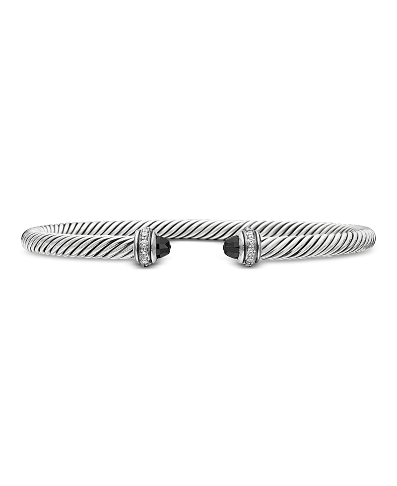 David Yurman Sterling Silver Cable Classic Bracelet with Black Onyx & Diamonds