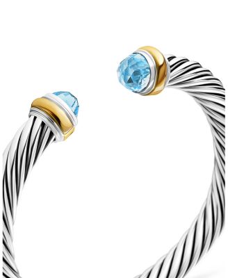 Cable Classics Bracelet with Gemstones, 14K Yellow Gold & Sterling Silver, 7mm
