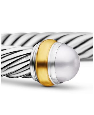 Classic Cable Bracelet in Sterling Silver with 14K Yellow Gold, 7mm