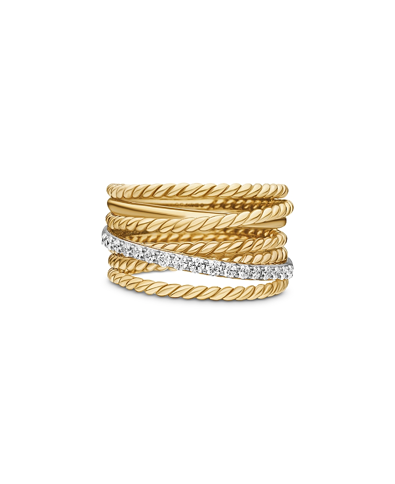 David Yurman Crossover Wide Ring with Diamonds in Gold