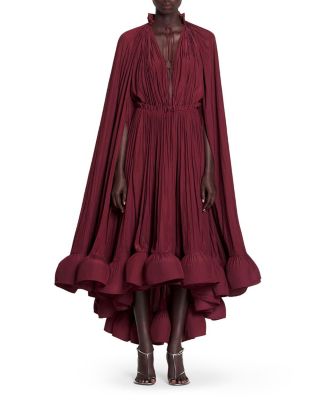 Lanvin Long Charmeuse Ruffle Dress