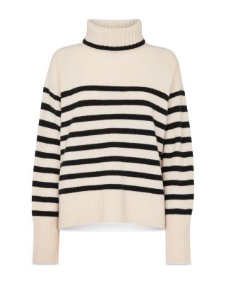 Stripe Wool Roll Neck Sweater