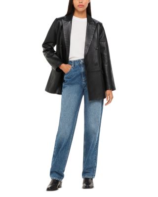 Aliza Waisted Leather Blazer