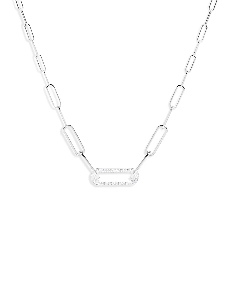 Dinh Van 18K White Gold Maillon Diamond Pave Link Pendant Necklace, 16.93