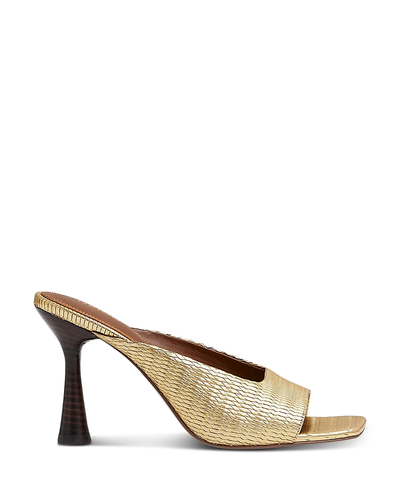 Shop Reiss Justine Square Mule Heels In Gold