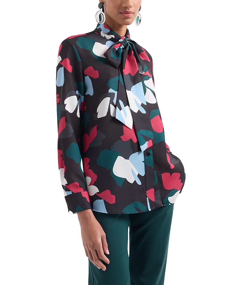 EMPORIO ARMANI TIE NECK BLOUSE