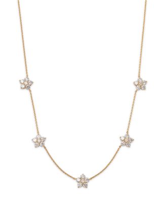 Moon & Meadow - 14K Yellow Gold Floral Lab Grown Diamond Station Necklace, 16"