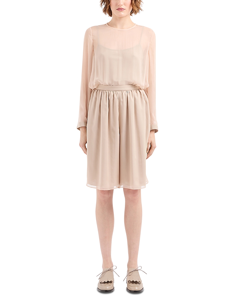 Emporio Armani Silk Chiffon Romper In Beige