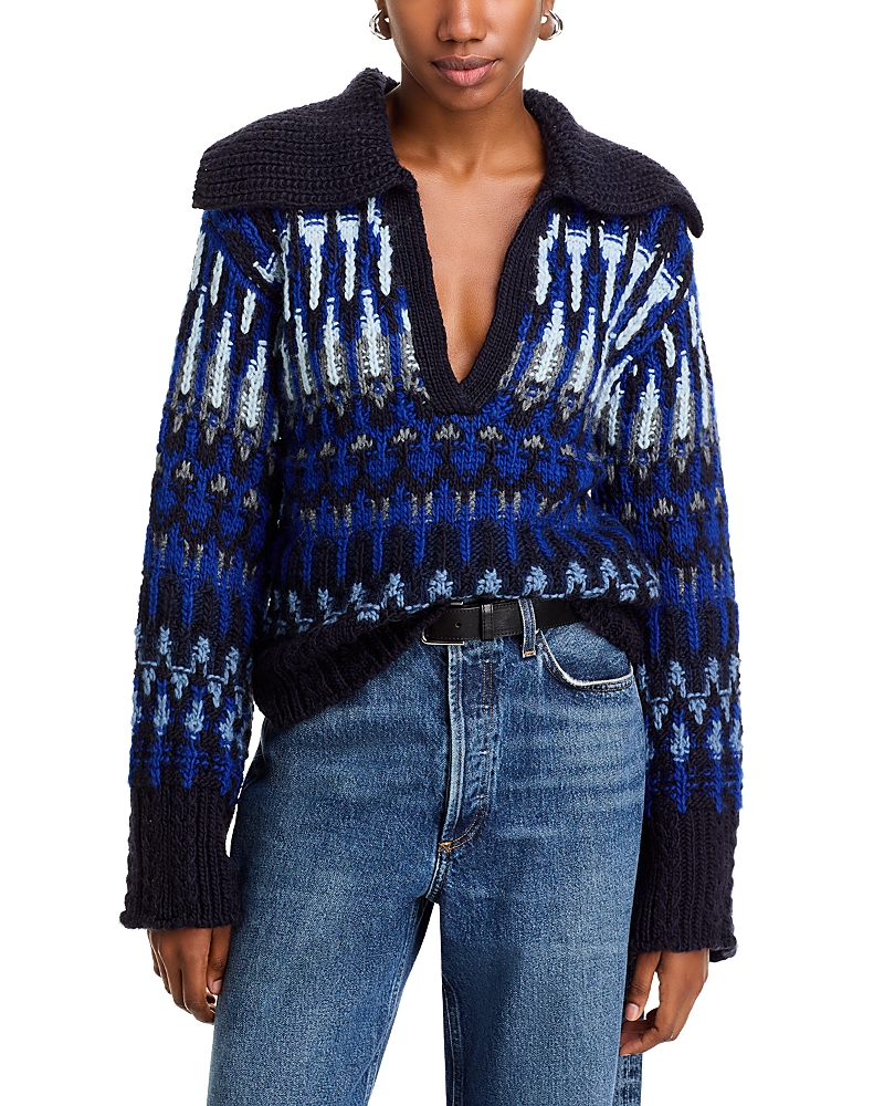 Ramy Brook Augustus Sweater In Lapis Combo Fairisle