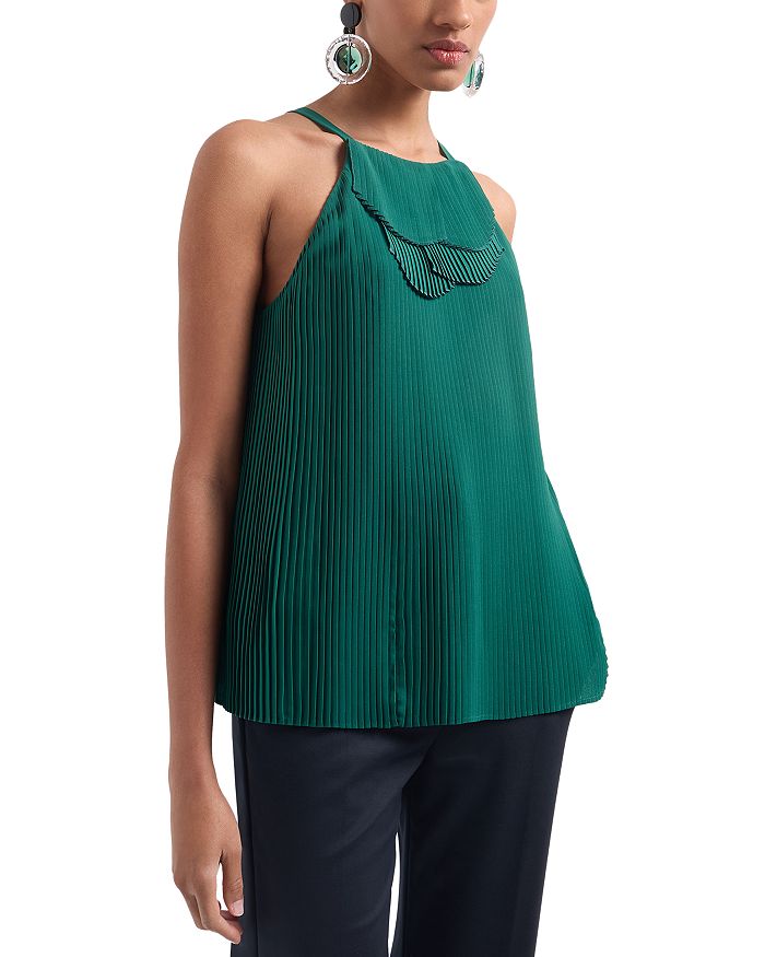 Emporio Armani Pleated Top Green