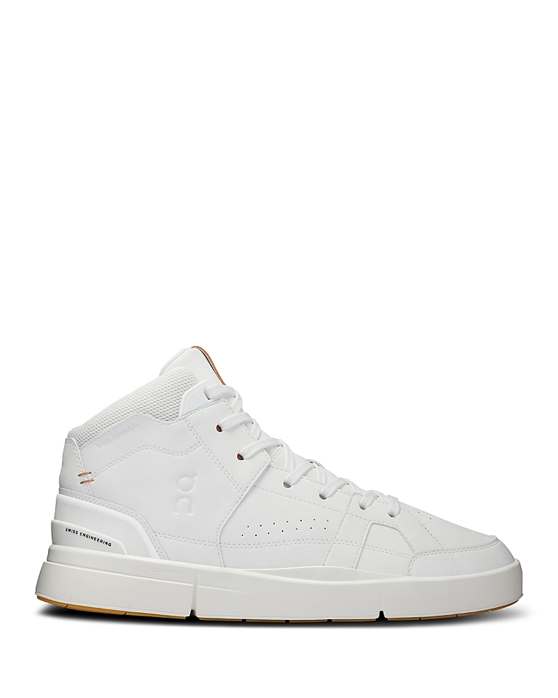 On Men's The Roger Clubhouse Mid Top Sneakers In White Sandste