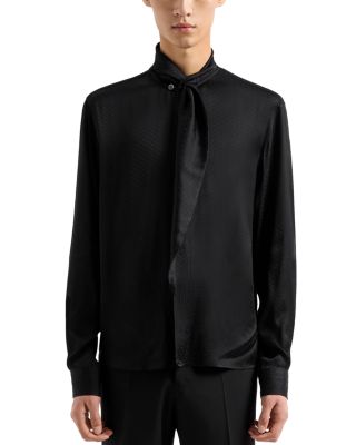 Emporio Armani - Light Viscose Shirt with All Over in Tone Jacquard Motif